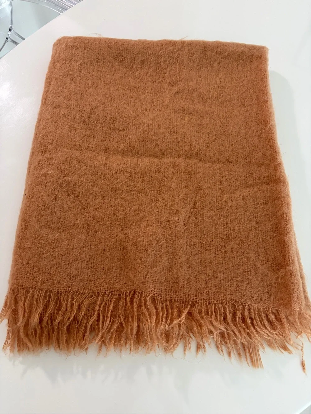 Cozy Mohair Fringe Throw Blanket - Unbranded